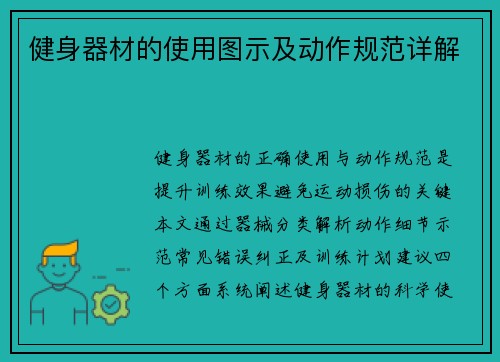 健身器材的使用图示及动作规范详解