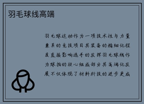 羽毛球线高端